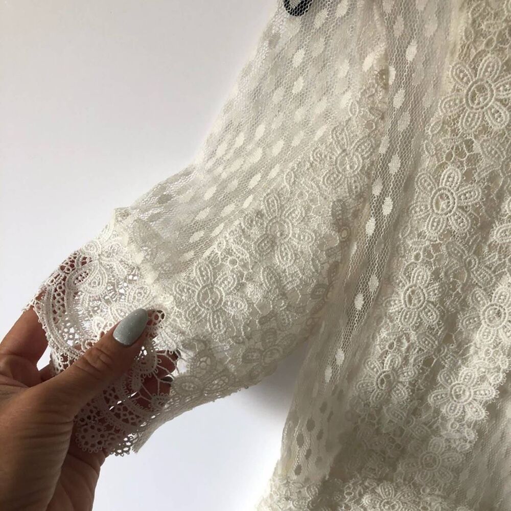 NEW Maje Revanta Ivory Lace Mini Dress 2 - Picture 5 of 12